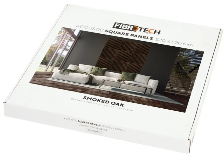 Akustikkpanel^Fibrotech Akustikkpanel Square 22 x 520 x 520 mm 2-pk. Smoked Oak