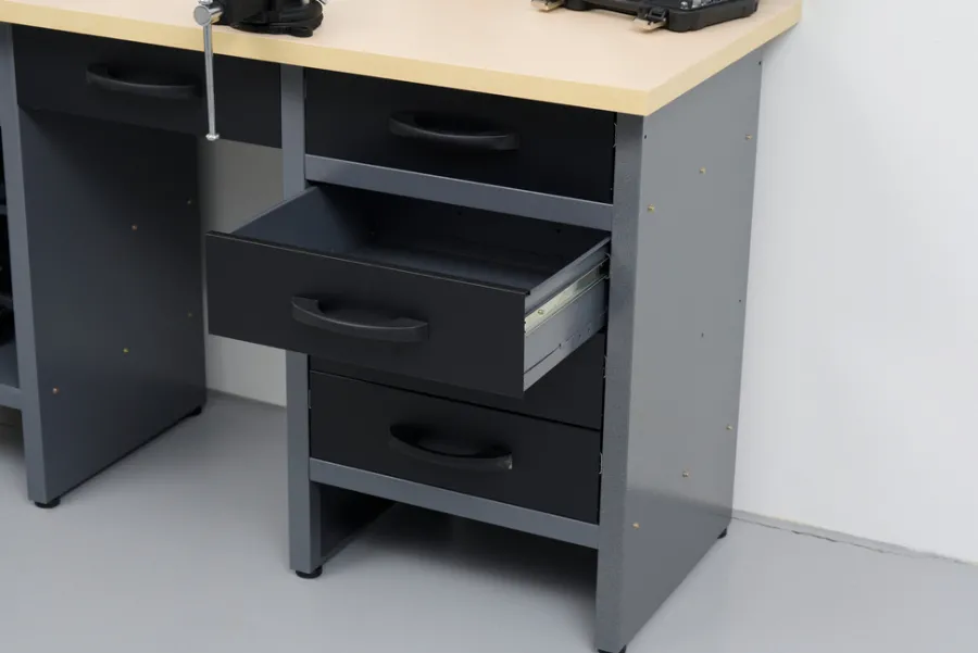 Arbeidsbord & Reoler^ Arbeidsbenk med skap/skuffer 160 x 60 x 85 cm