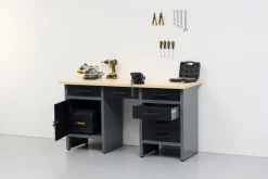 Arbeidsbord & Reoler^ Arbeidsbenk med skap/skuffer 160 x 60 x 85 cm