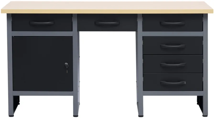 Arbeidsbord & Reoler^ Arbeidsbenk med skap/skuffer 160 x 60 x 85 cm