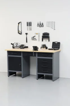 Arbeidsbord & Reoler^ Arbeidsbenk med skap/skuffer 160 x 60 x 85 cm
