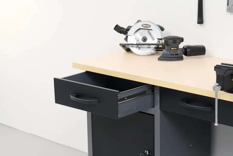 Arbeidsbord & Reoler^ Arbeidsbenk med skap/skuffer 160 x 60 x 85 cm