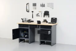 Arbeidsbord & Reoler^ Arbeidsbenk med skap/skuffer 160 x 60 x 85 cm
