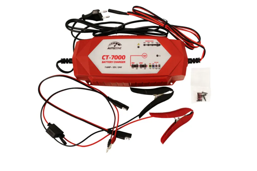 Bilbatterier, El-Ladere & Ladekabler^Autozone Batterilader 3,5-7A/12-24V -