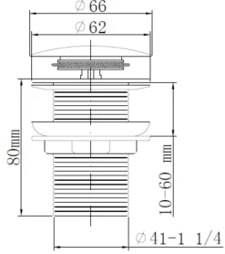 Reservedeler Til Servanter^ Bunnventil pop-up Ø66 × 80 mm svart