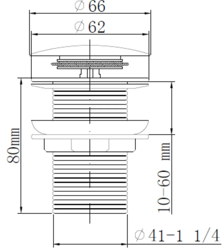 Reservedeler Til Servanter^ Bunnventil pop-up Ø66 × 80 mm svart