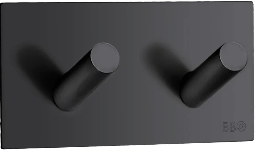 Håndkleholdere|Knagger & Knaggrekker^Beslagsboden Dobbel krok selvklebende 90 mm - matt svart