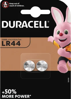 Knappcellebatterier^Duracell knappcellebatteri LR44 2-pk.