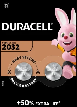 Knappcellebatterier^Duracell knappcellebatteri 2032 2-pk.