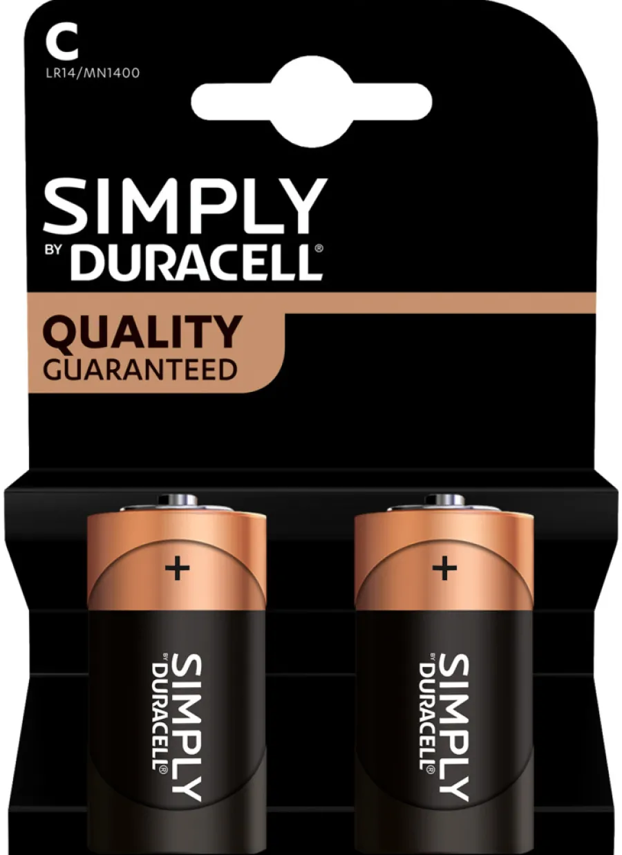Batterier^Duracell Plus C Alkaliske batterier 2-pk.