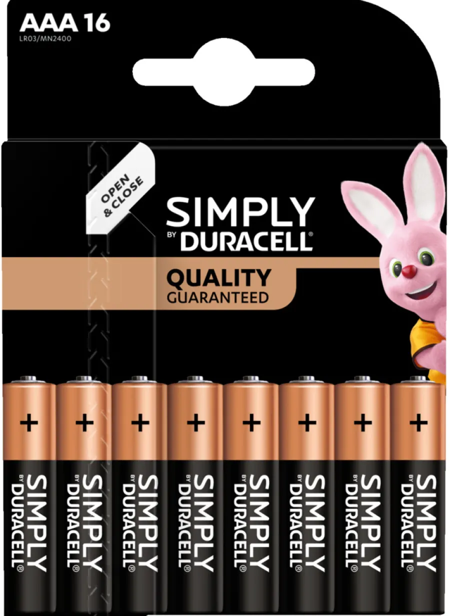 Batterier^Duracell Simply AAA-batteri 16-pk.