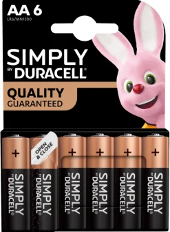 Batterier^Duracell Simply AA alkaliske batterier 6-pk.