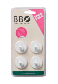 Knagger & Knaggrekker|Tilbehør Til Badet^Beslagsboden Enkel krok selvklebende Ø30 mm 4-pk. - hvit