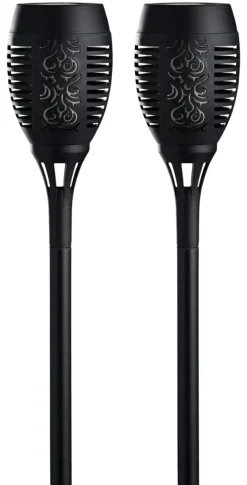 Lys & Hagedekorasjoner|Solcellelamper^Garden Fakler med solceller Ø9 x H58 cm 2-pk. - ® Svart