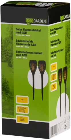 Lys & Hagedekorasjoner|Solcellelamper^Garden Fakler med solceller Ø9 x H58 cm 2-pk. - ® Svart
