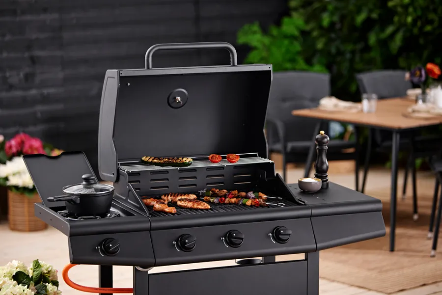 Gassgrill^Grillexpert Gassgrill 3 brennere og sidebrenner svart -