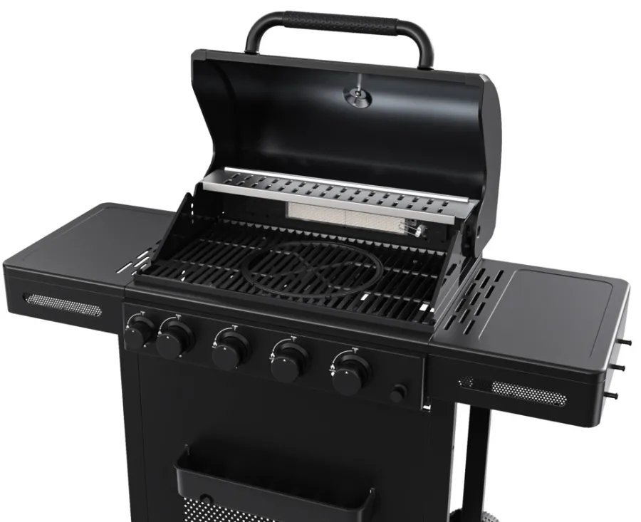 Gassgrill^Grillexpert Gassgrill med 4 brennere og bakbrenner – Svart