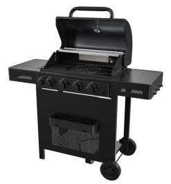 Gassgrill^Grillexpert Gassgrill med 4 brennere og bakbrenner – Svart