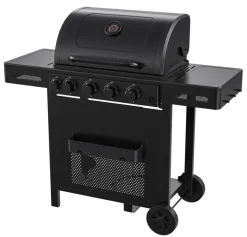 Gassgrill^Grillexpert Gassgrill med 4 brennere og bakbrenner – Svart
