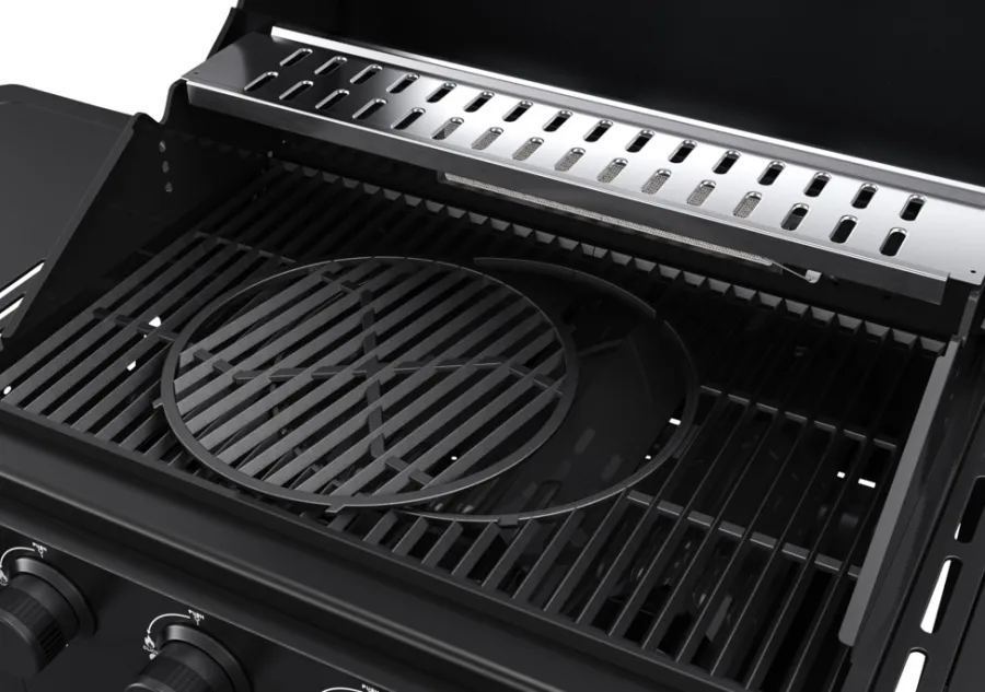 Gassgrill^Grillexpert Gassgrill med 4 brennere og bakbrenner – Svart