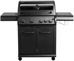Gassgrill^Grillexpert Gassgrill med 4 brennere og sidebrennere – Svart