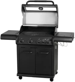 Gassgrill^Grillexpert Gassgrill med 4 brennere og sidebrennere – Svart