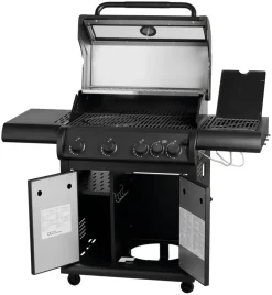 Gassgrill^Grillexpert Gassgrill med 4 brennere og sidebrennere – Svart