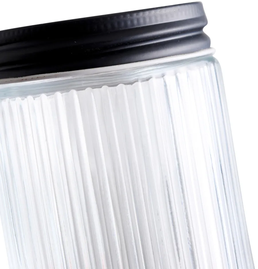Oppbevaringsglass^DAY Glasskrukke riflet m/skrulokk 0,25 liter -