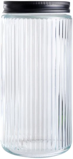 Oppbevaringsglass^DAY Glasskrukke riflet m/skrulokk 0,9 liter -