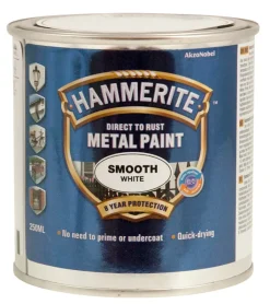 Metallmaling Utendørs|Tre- Og Metallmaling^Hammerite metallmaling glatt effekt 250 ml Hvit
