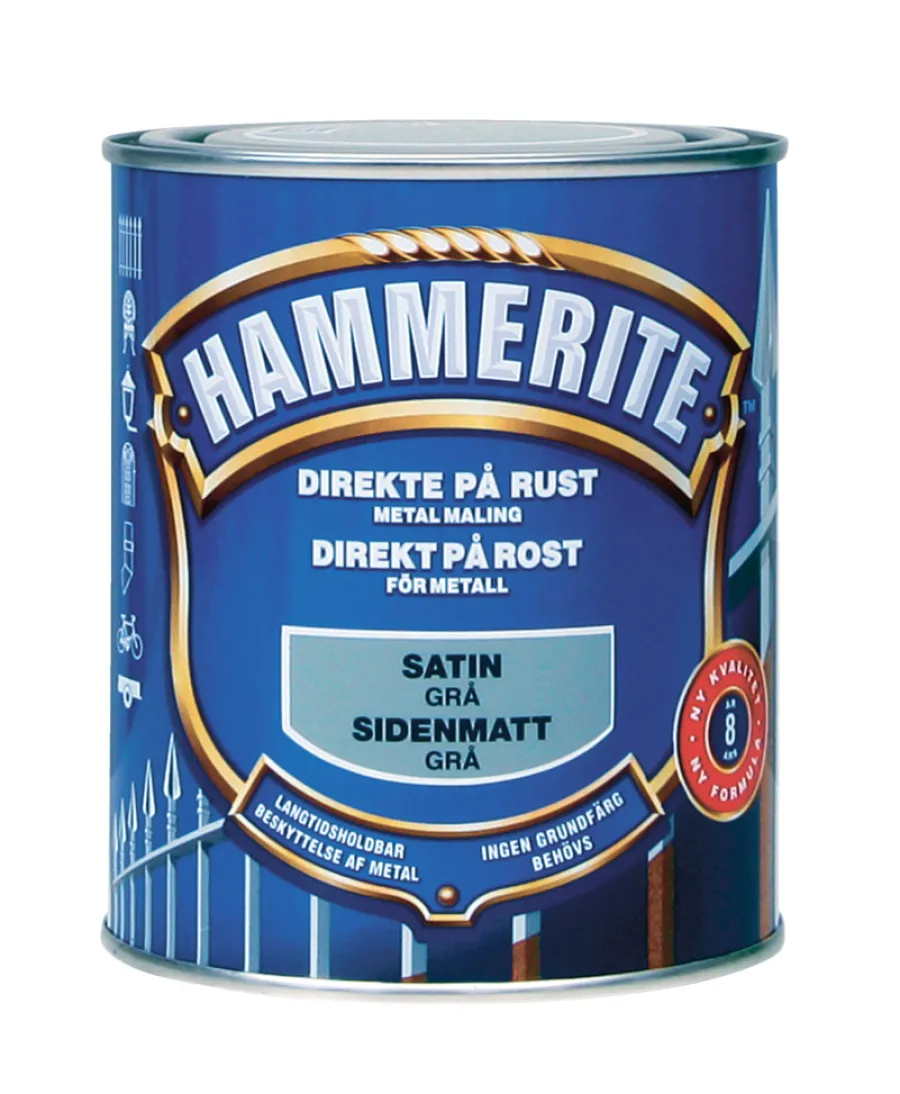 Tre- Og Metallmaling^Hammerite metallmaling sateng 750 ml Grå