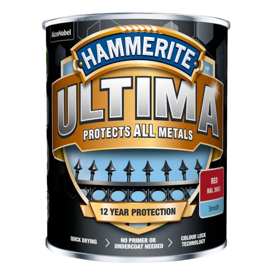 Metallmaling Utendørs|Tre- Og Metallmaling^Hammerite Ultima metallmaling 750 ml Rød
