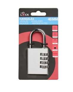 Hengelåser^The Lock Hengelås m/kode 40 mm aluminium Sølv