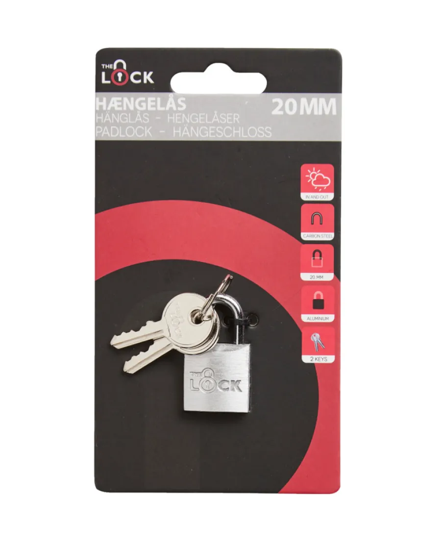 Hengelåser^The Lock Hengelås m/to nøkler 20 mm aluminium Sølv