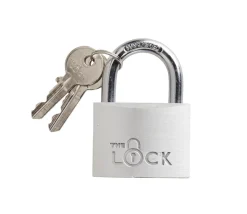 Hengelåser^The Lock Hengelås m/to nøkler 50 mm aluminium Sølv