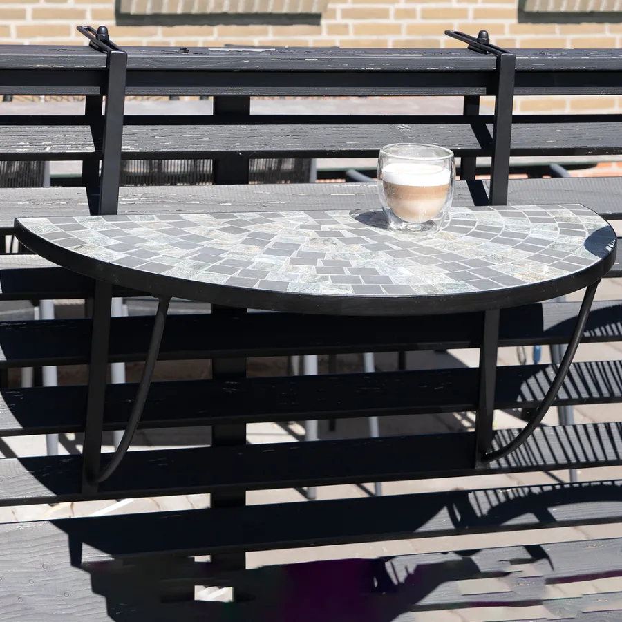 Kafébord Og Stoler|Hagebord^Sunlife Hengende balkongbord Rom mosaikk 70 x 36 cm - ® Multi/svart