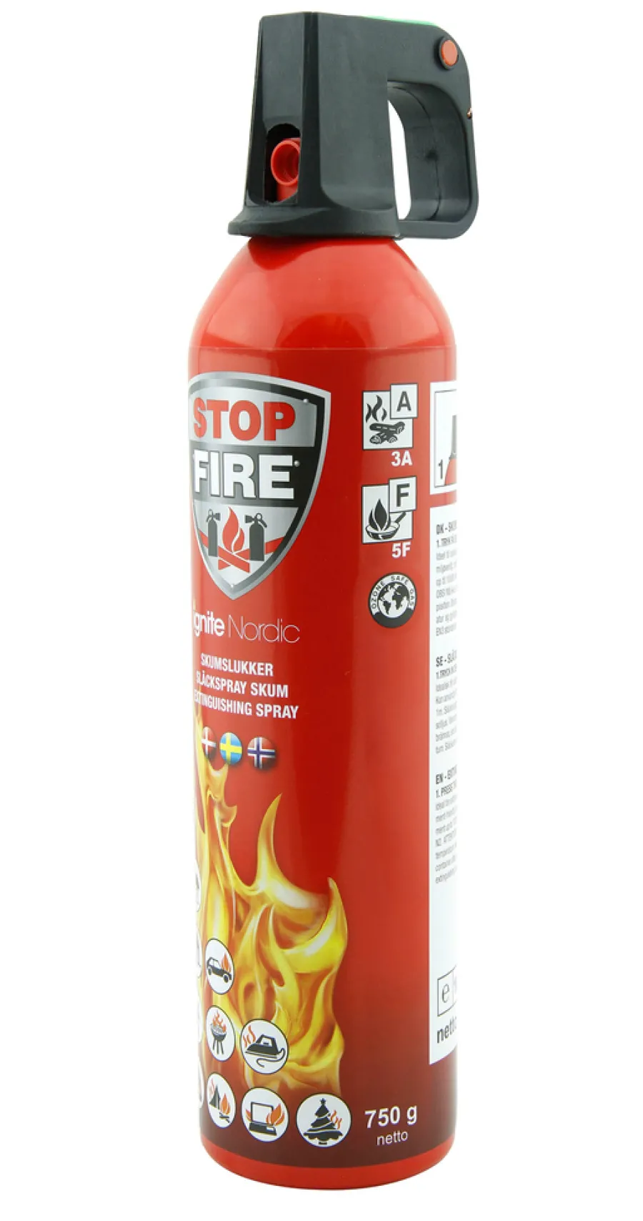 Røykvarslere & Brannslukkere^Ignite Nordic brannslukker skum 750 ml Rød