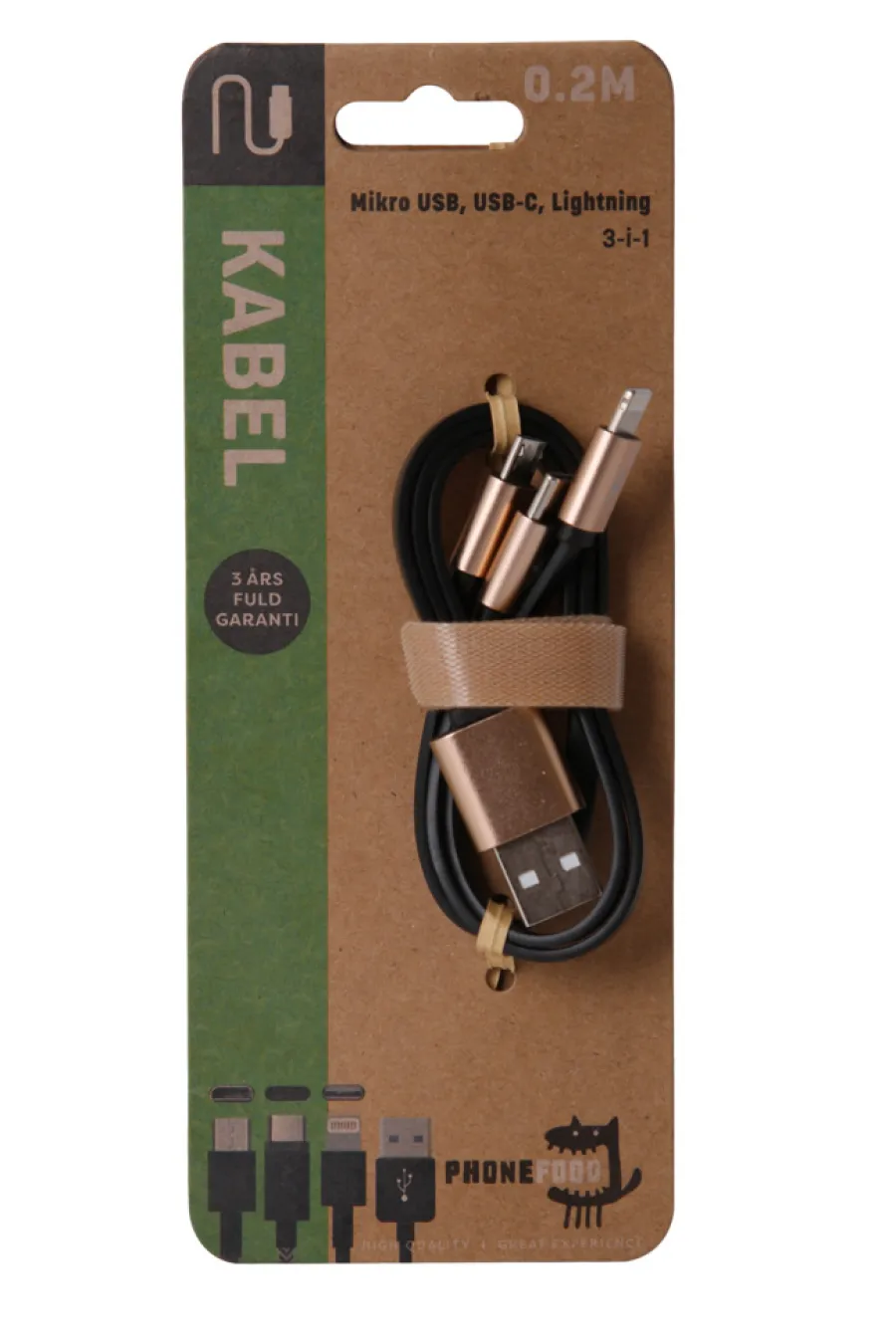 Kabler & Adaptere^PhoneFood 3-i-1 ladekabel