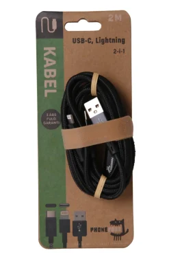 Kabler & Adaptere^PhoneFood 2-i-1 ladekabel 2 meter