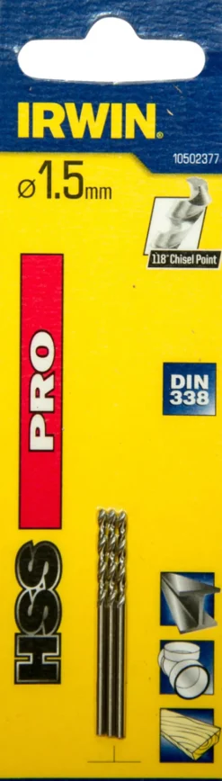 Bor & Bits^Irwin HSS Pro bor 1,5 mm 3 stk.