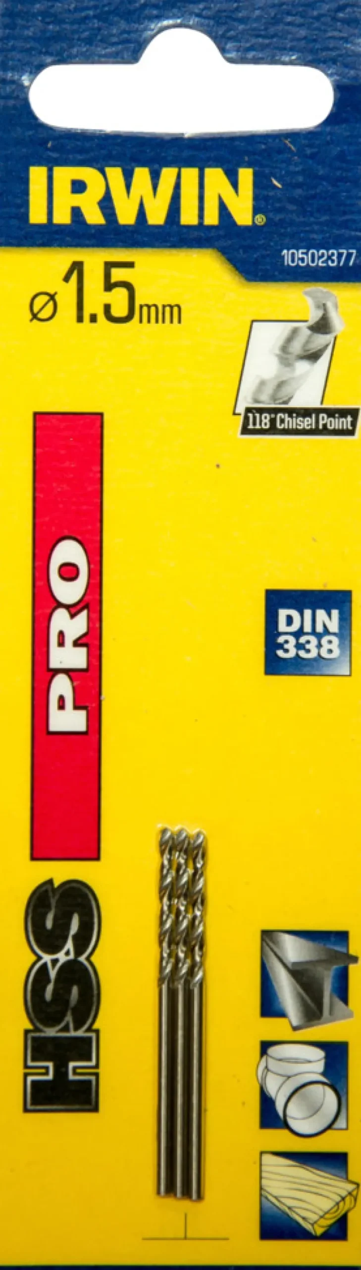 Bor & Bits^Irwin HSS Pro bor 1,5 mm 3 stk.