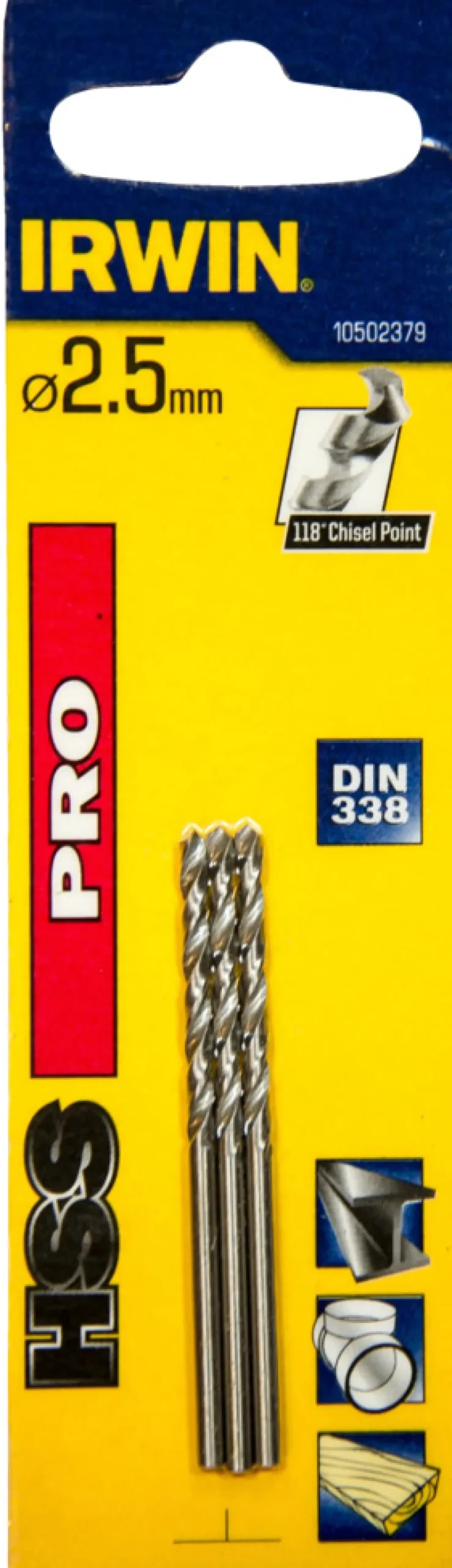 Bor & Bits^Irwin HSS Pro bor 2,5 mm 3 stk.