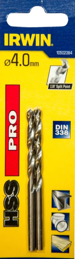 Bor & Bits^Irwin HSS Pro bor 4 mm 2 stk.