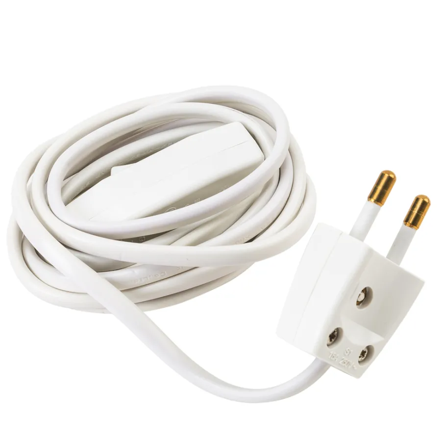 Kabler & Ledninger^Elworks Kabelsett med bryter og plugg hvit 2 meter