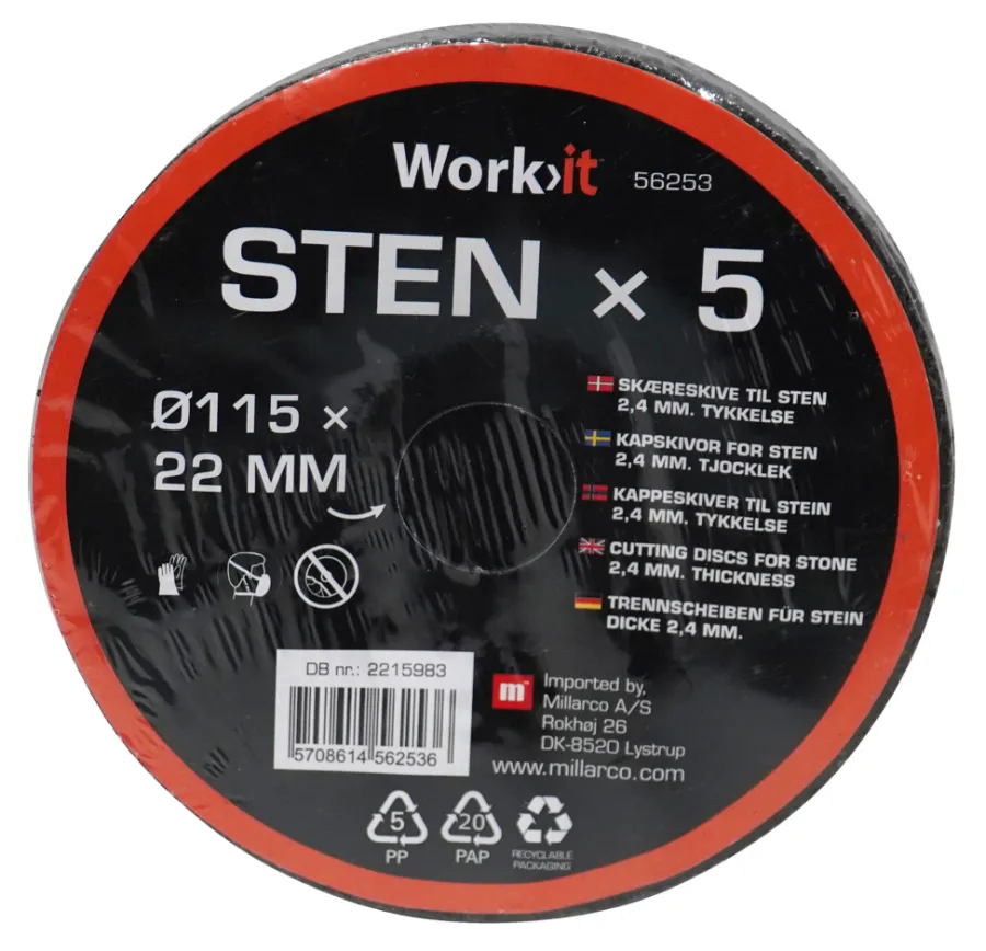 Kappskiver^Work it Kappskiver stein 115 x 22 mm 5-pk.
