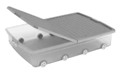 Oppbevaring^Keter bedroller XL m/lokk 55 liter Klar med grått lokk