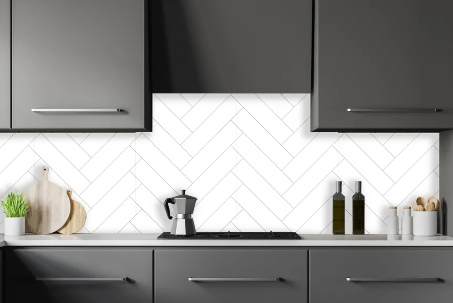 Kjøkkenplater^Kitchenline Kjøkkenplate 610 x 610 mm White Herringbone