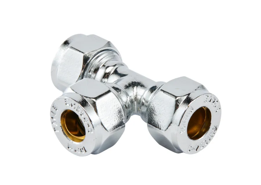 Forkrommede^ Klemring T-rør 10 mm Krom
