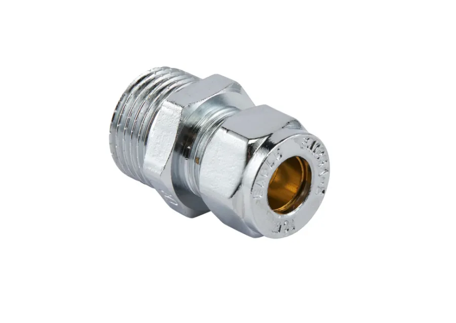 Forkrommede^ Klemring union rett 10 mm x 1/2" Krom
