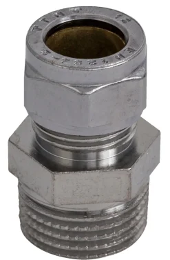 Forkrommede^ Klemring union rett 12 mm x 1/2" Krom